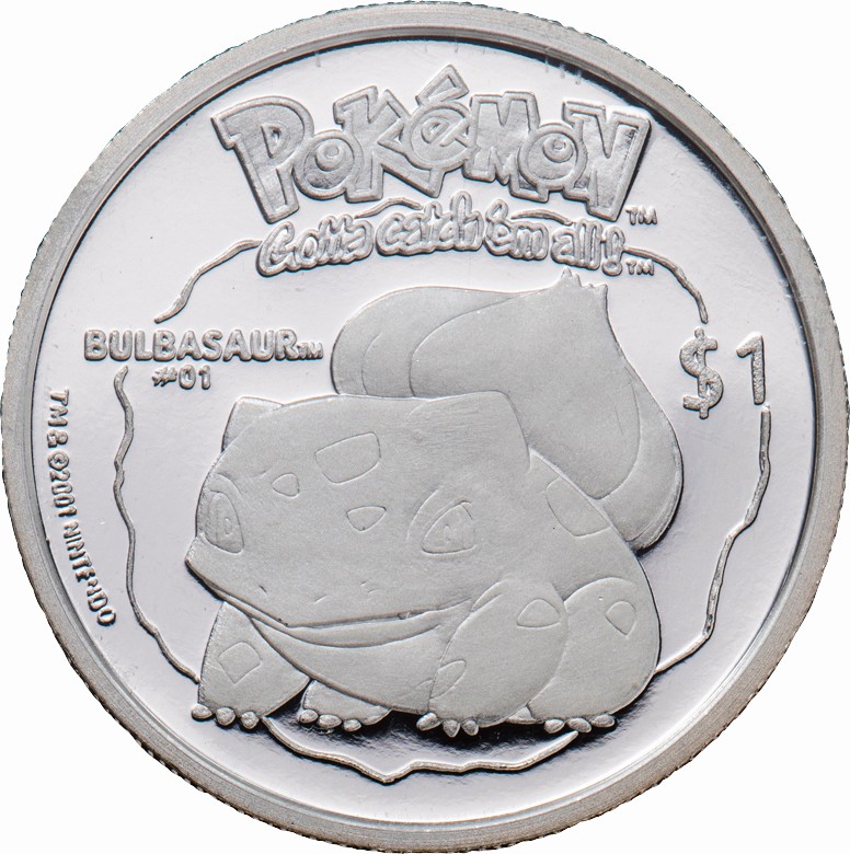 (E0062)ニウエ1ドル硬貨　ポケモン（ゼニガメ） ニウエ-Niue. プルーフ. Proof. ポケモンコイン 1ドル銀貨5種揃 2001年