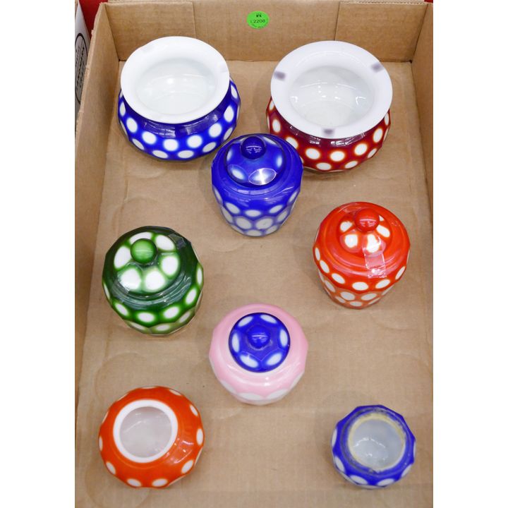 Box 8pc Chinese Faceted Peking Glass