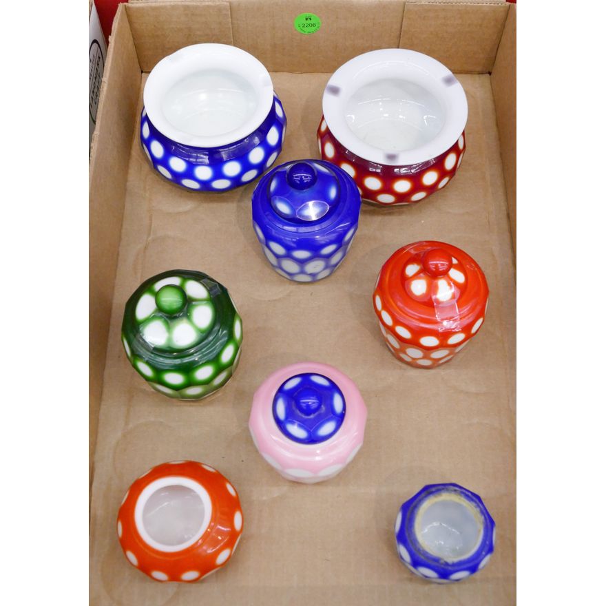 Box 8pc Chinese Faceted Peking Glass