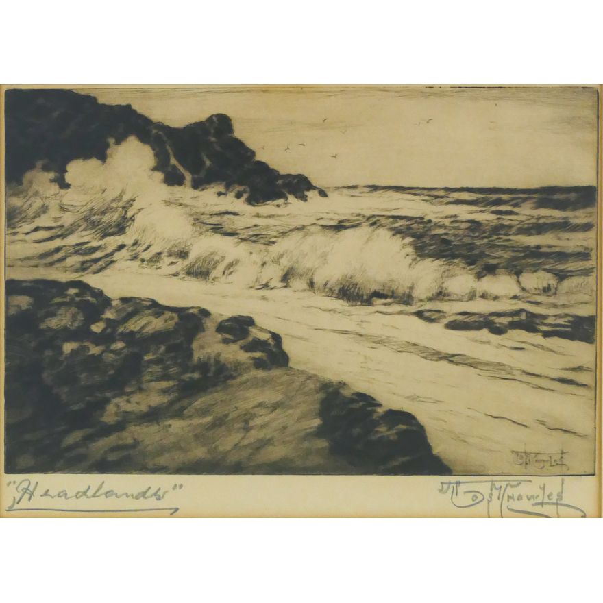 Joseph Knowles 'Headlands, North Beach' Etching.