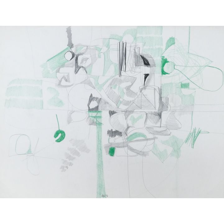 Milton Wilson ''Green Abstraction'' 1973 Colored Pencil