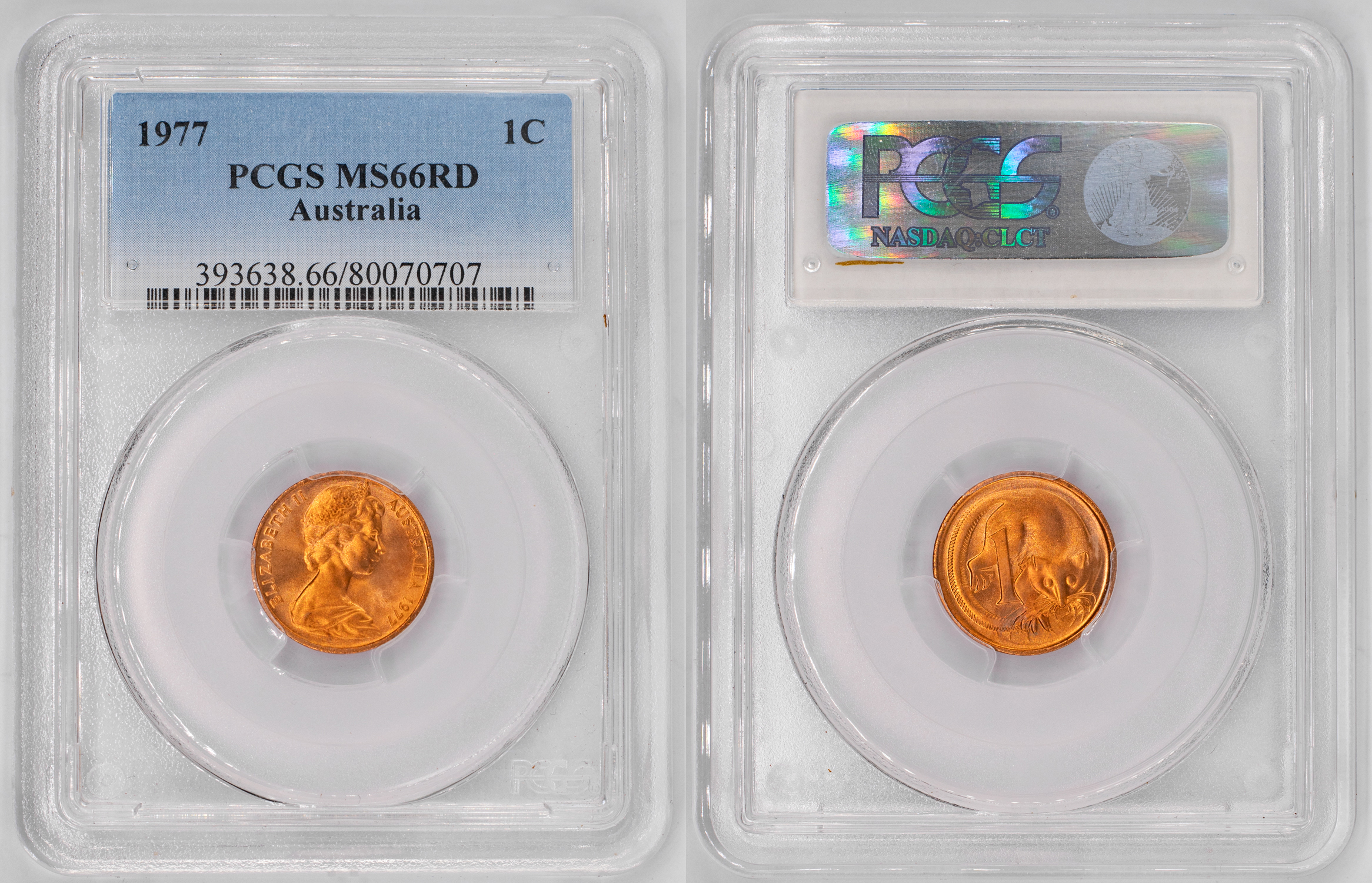Elizabeth II, One Cent, 1977, PCGS MS66RD