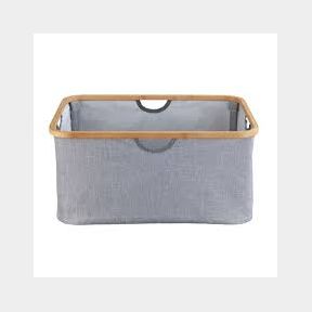 Wenko - Bahari Foldable Laundry Basket - 50L - Bamboo - Grey - Wenko-Bar 9900962346028- 51745/21926