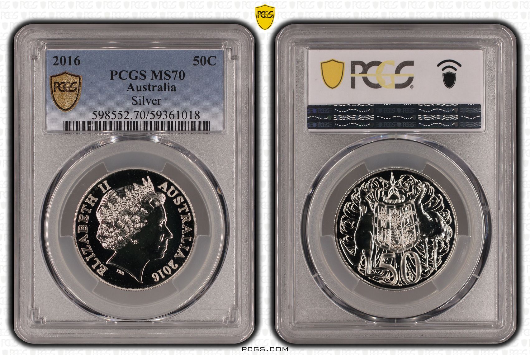 Elizabeth II, Silver, 7/0, Fifty Cent, 2016, PCGS MS70