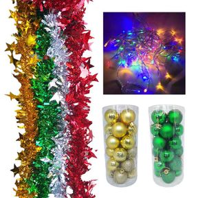 Christmas Decoration Combo Lights Tinsels and Baubles |