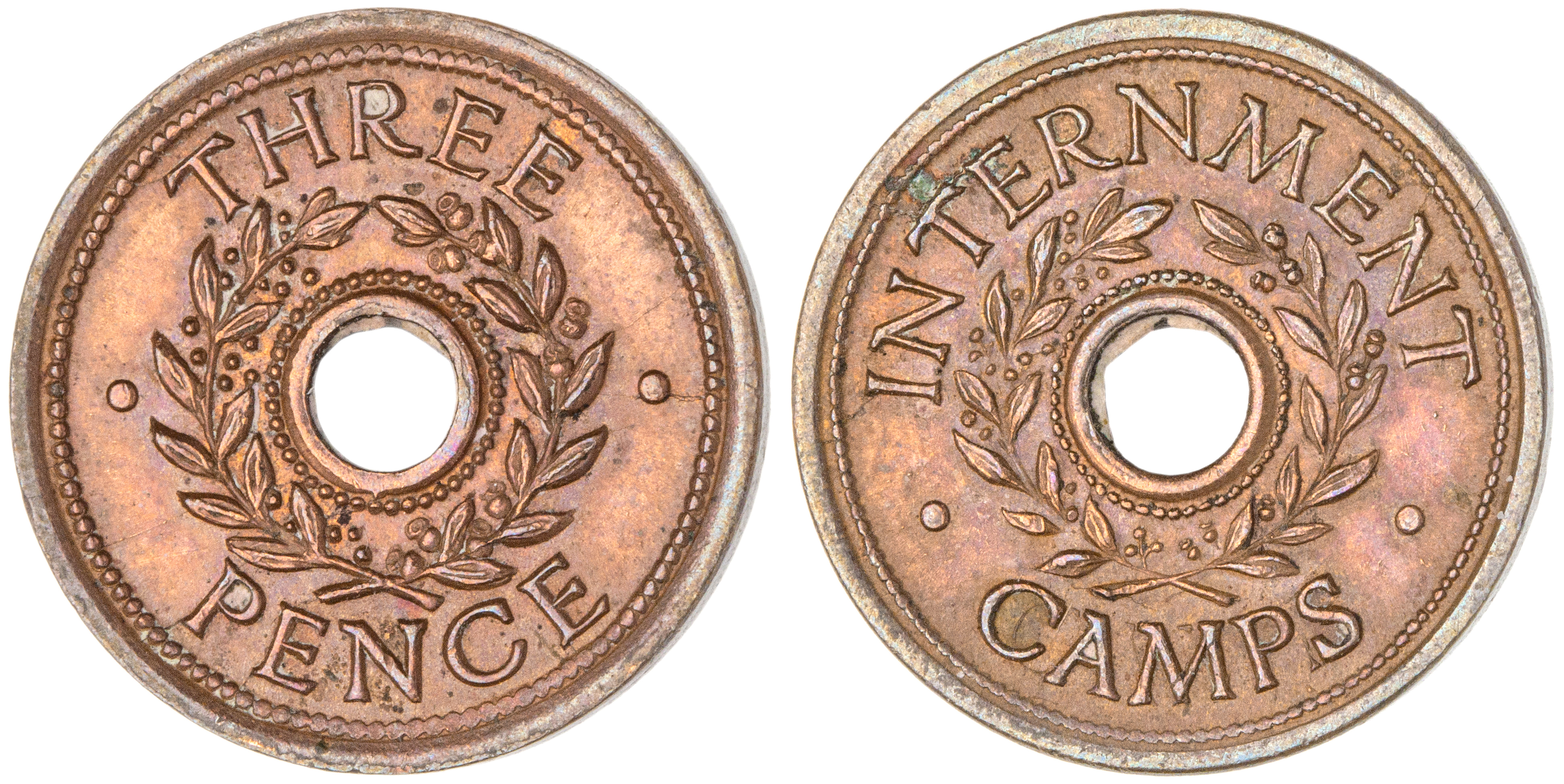 468 · Hay Internment Camp, NSW, Threepence, 1943, EF