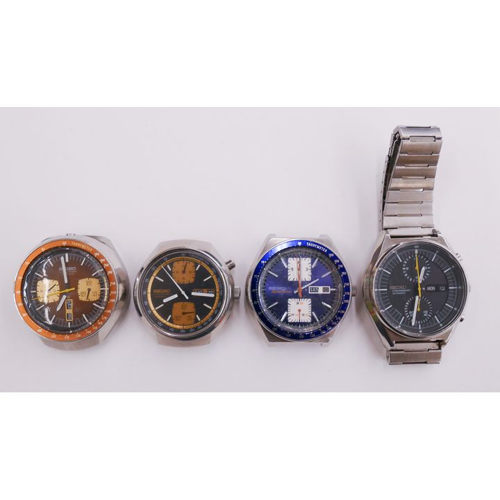 4pc Vintage Seiko Automatic 6138 Chronograph Wrist Watches. None are in working order.