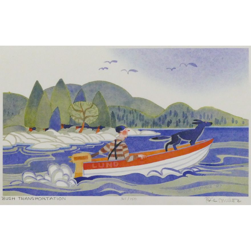 Rie Munoz ''Bush Transportation'' 1997 Signed Print 9.5'' x 13.5'' Sheet.