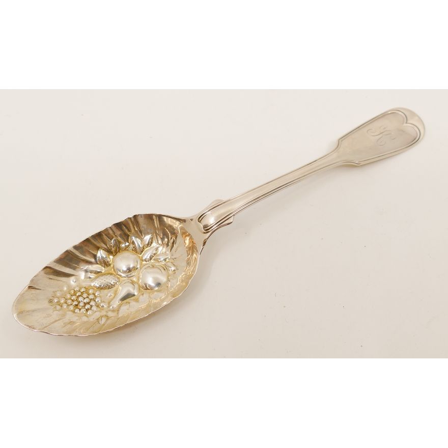 Benjamin Gurnee American Coin Silver Berry Spoon- 8.5''- 69g