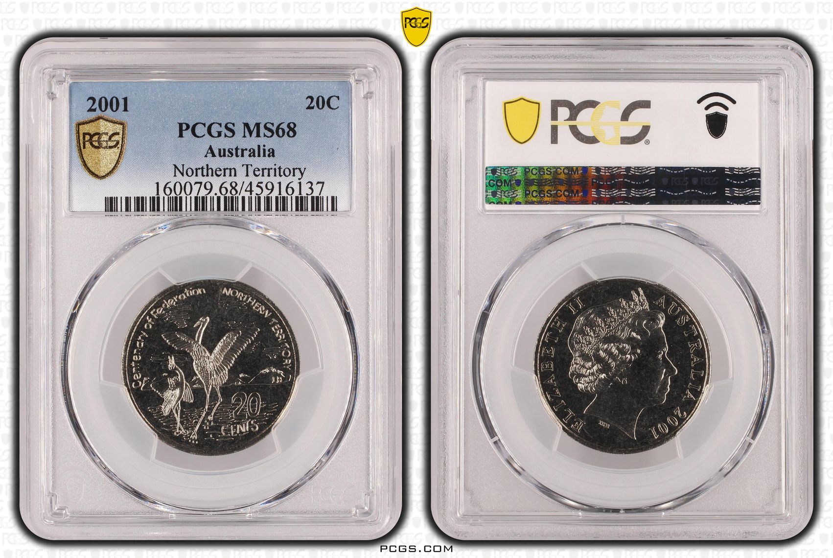 Elizabeth II, Northern Territory, Twenty Cent, 2001, PCGS MS 68