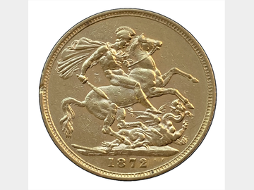 1872 VICTORIA YOUNG HEAD GEORGE & DRAGON GOLD SOVEREIGN
