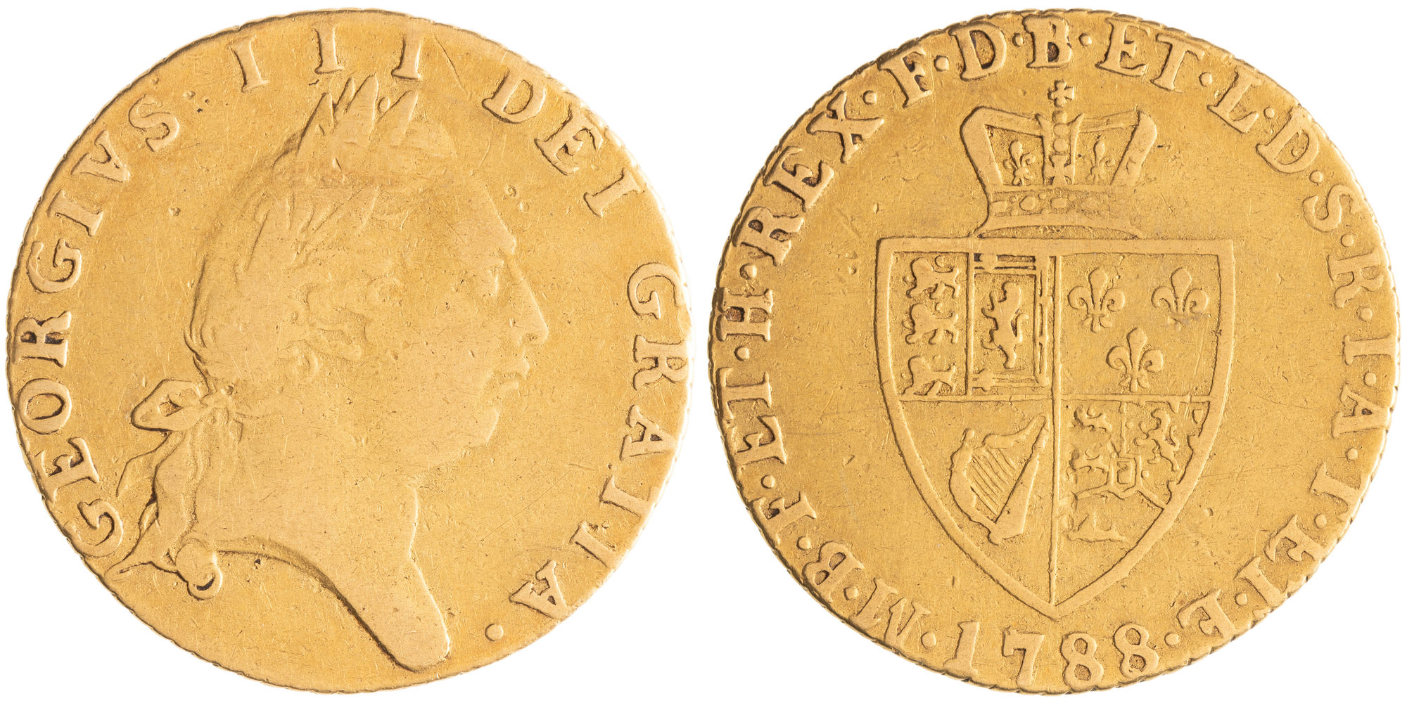 Great Britain, George III, Fifth Head Spade, Half Guinea, 1788, aF - F