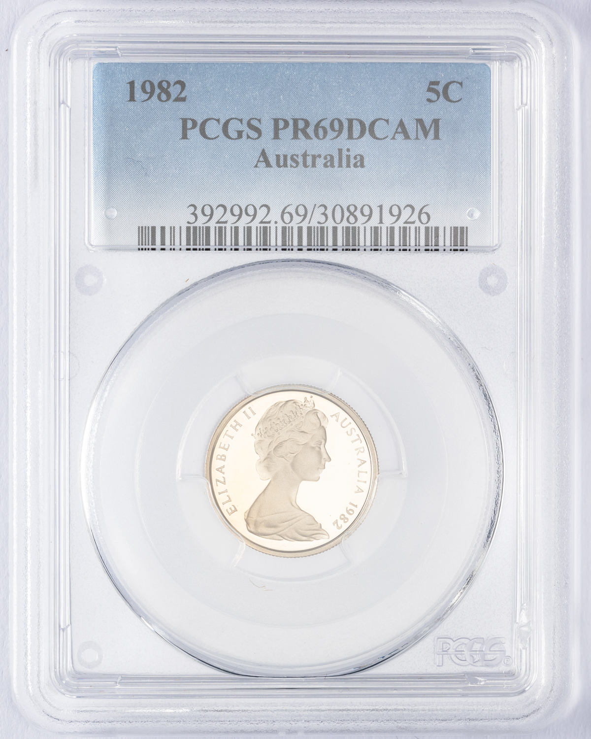 Elizabeth II, Five Cent, 1982, PCGS PR69DCAM