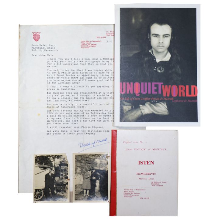 De MONTALK, GEOFFREY WLADISLAS VAILE POTOCKI [photographs, letter etc - [5 items]