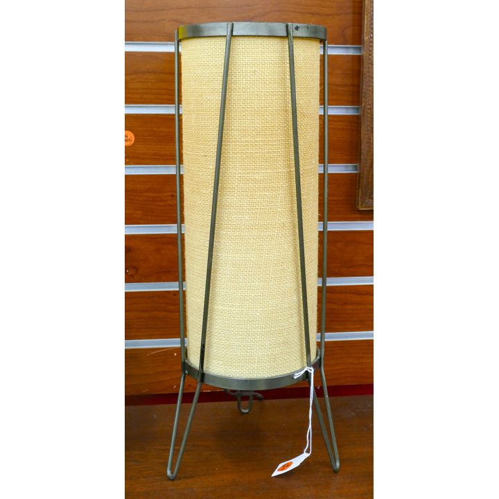Mid Century Metal Cylinder Table Lamp 18''