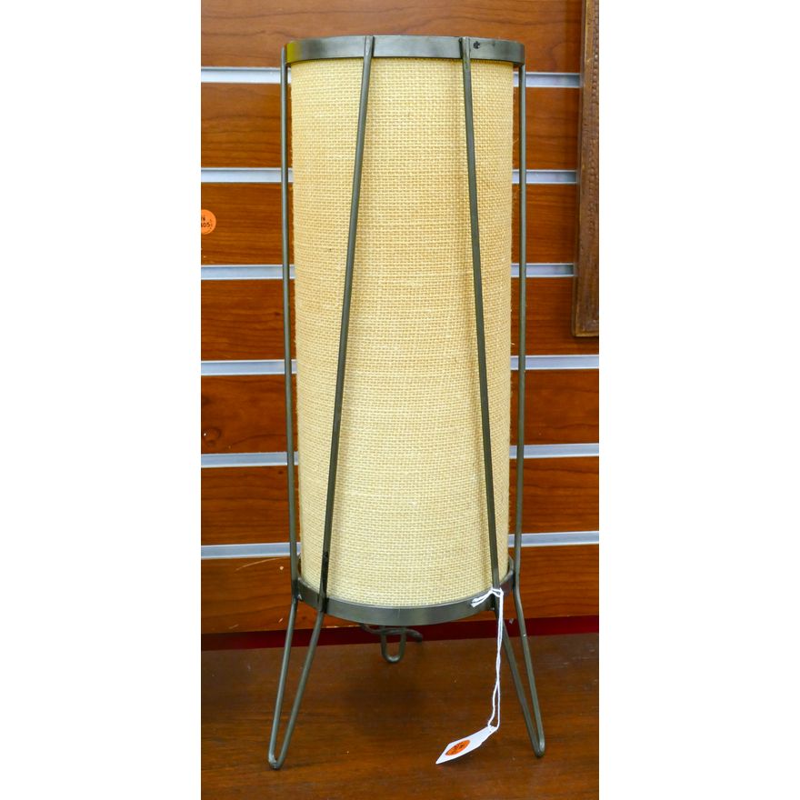 Mid Century Metal Cylinder Table Lamp 18''