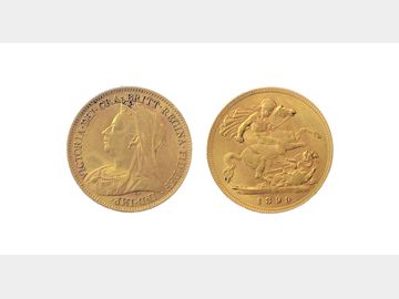 1899 VICTORIA OLD HEAD LONDON MINT GOLD HALF SOVEREIGN
