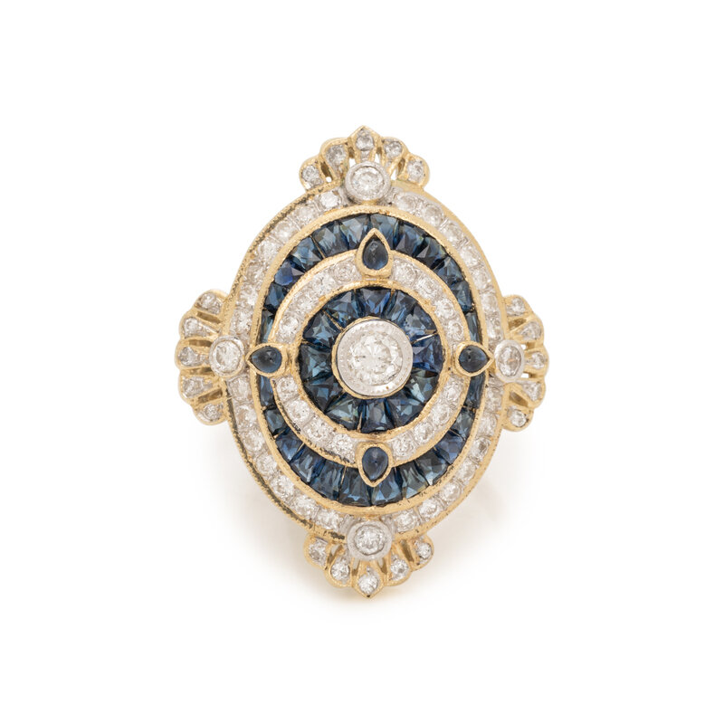 BICOLOR GOLD, SAPPHIRE AND DIAMOND RING