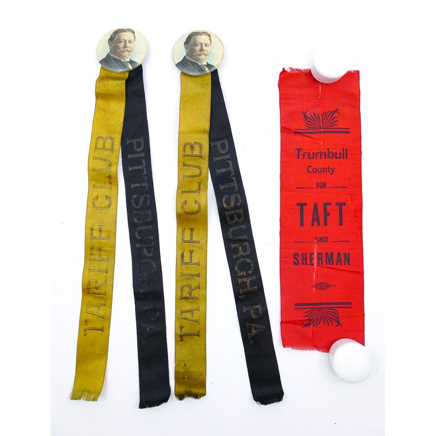 Box Antique Taft Political Pinbacks & Ribbon