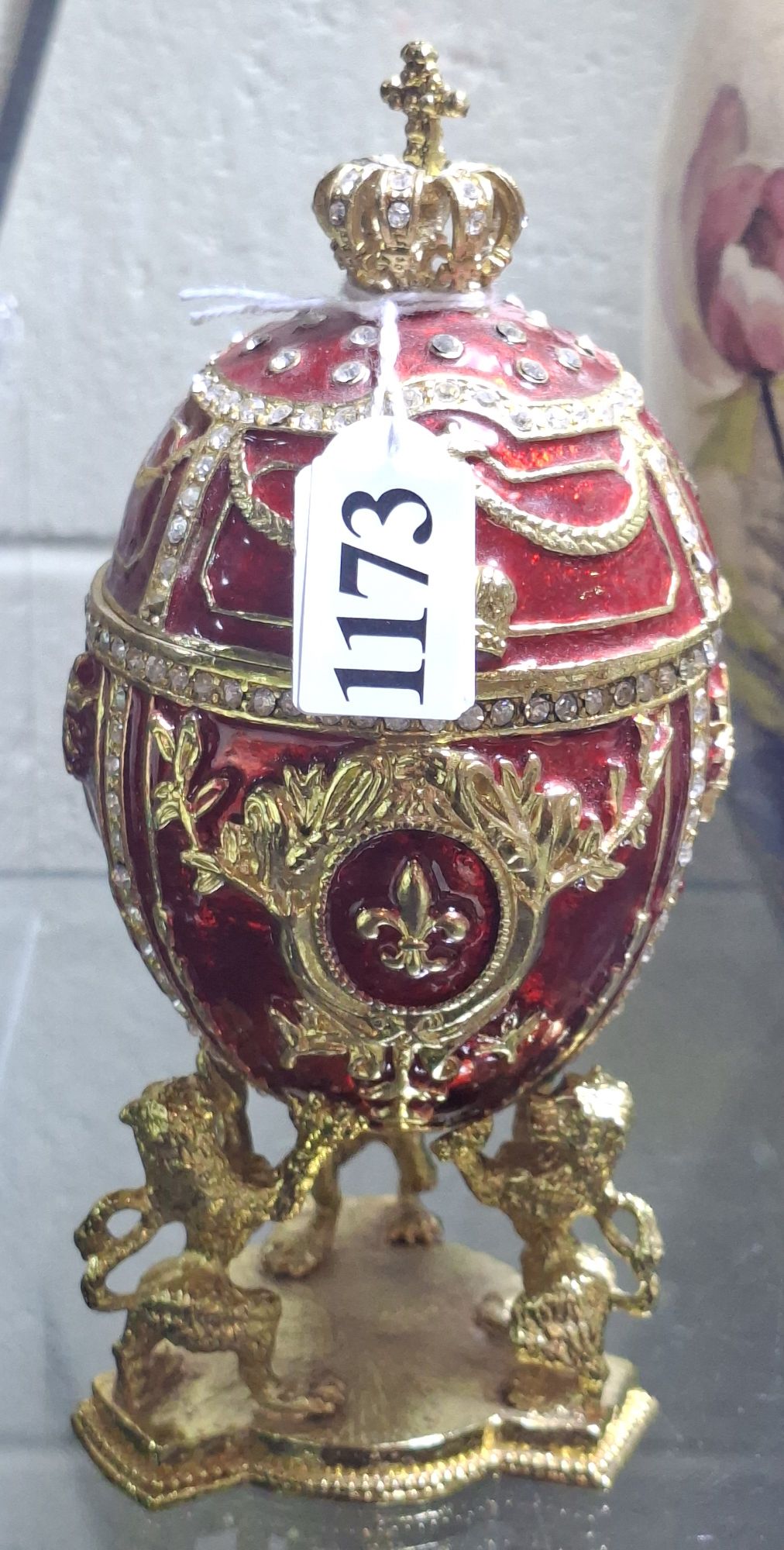 1173 · BEJEWELLED EGG TRINKET WITH STAND