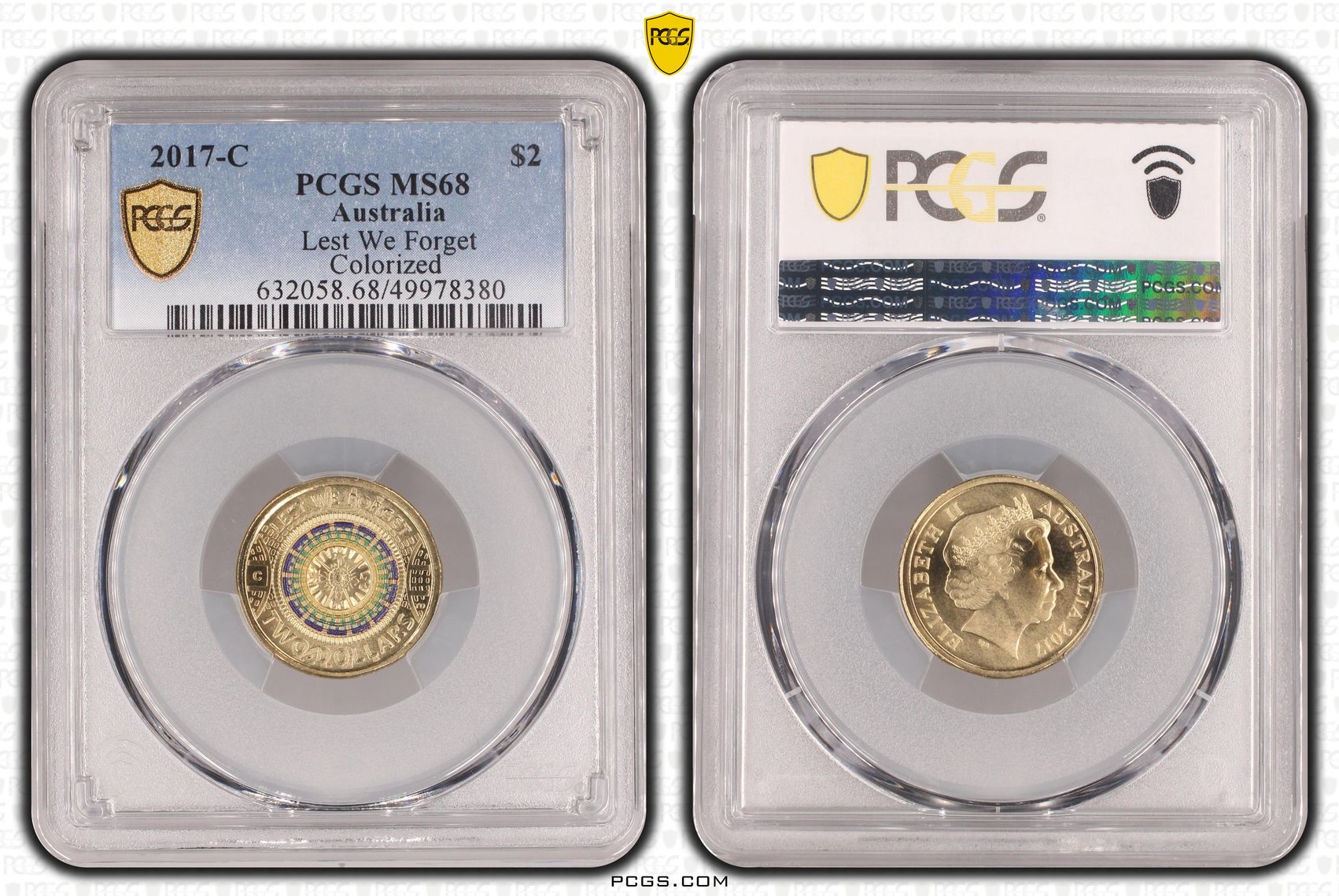 399 · Lest We Forget Colorized , Two Dollar, 2017-C, PCGS MS68