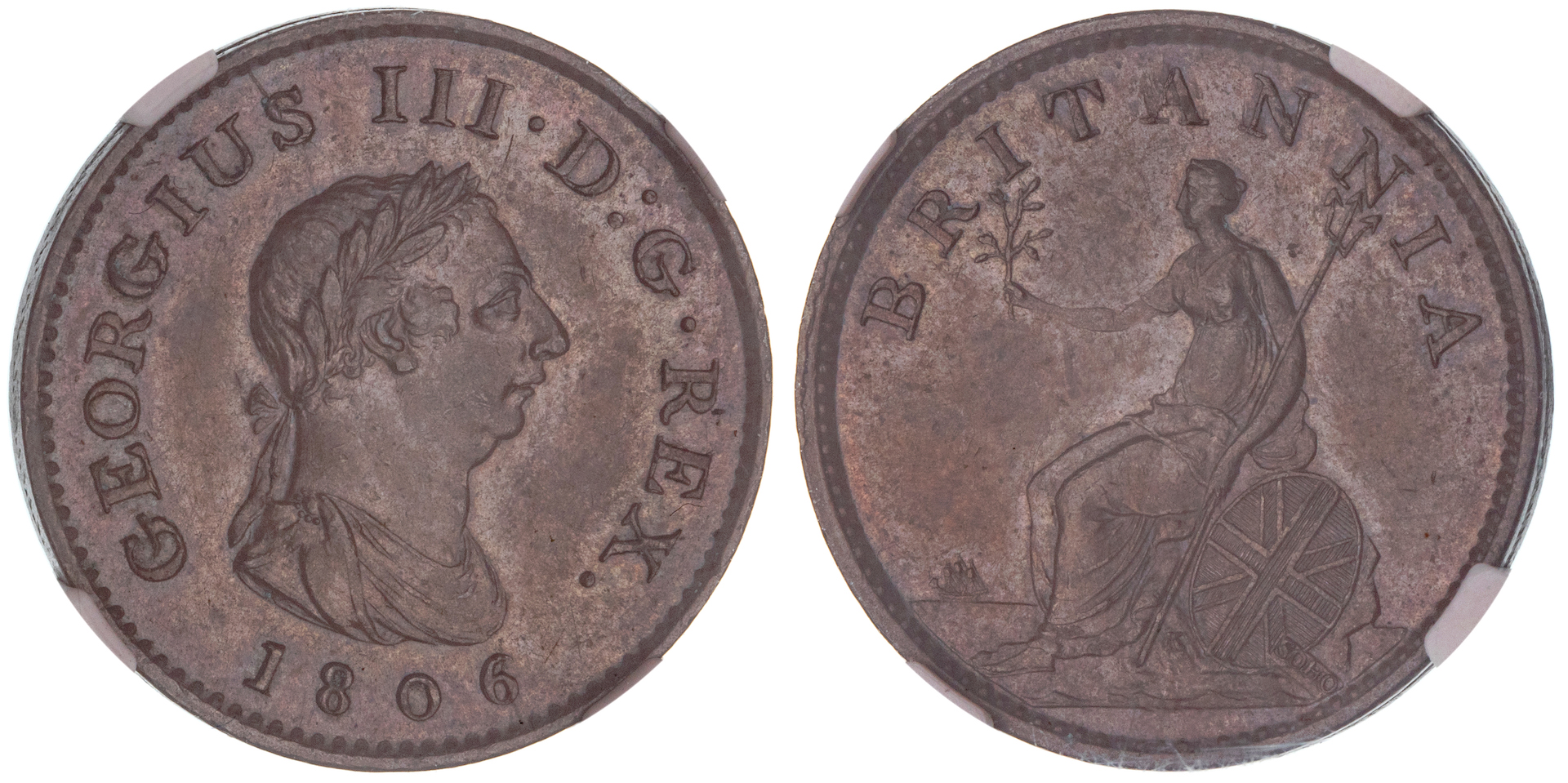 Great Britain, George III, Quarter Penny, 1806, NGCAU 58BN