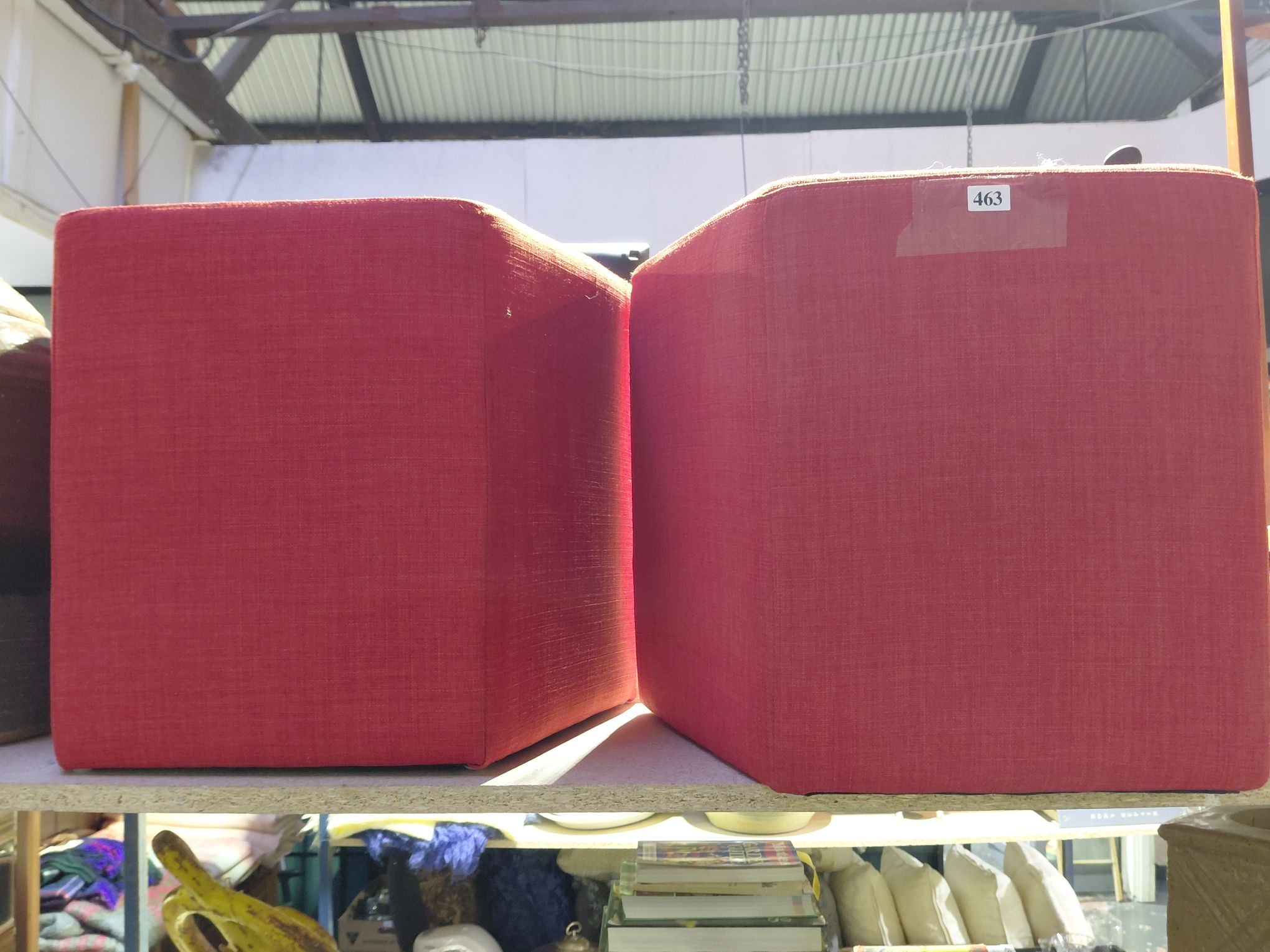 PAIR OF FABRIC STOOLS