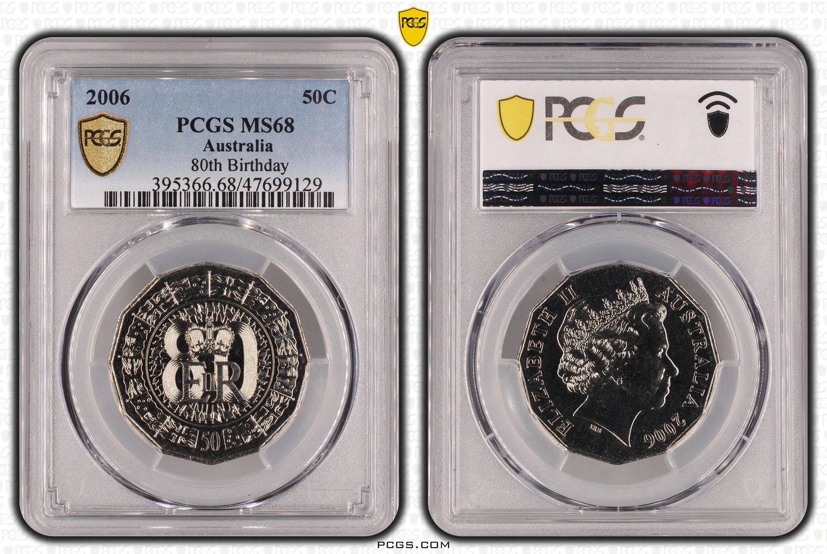 80th Birthday, Fifty Cent, 2006, PCGS MS 68