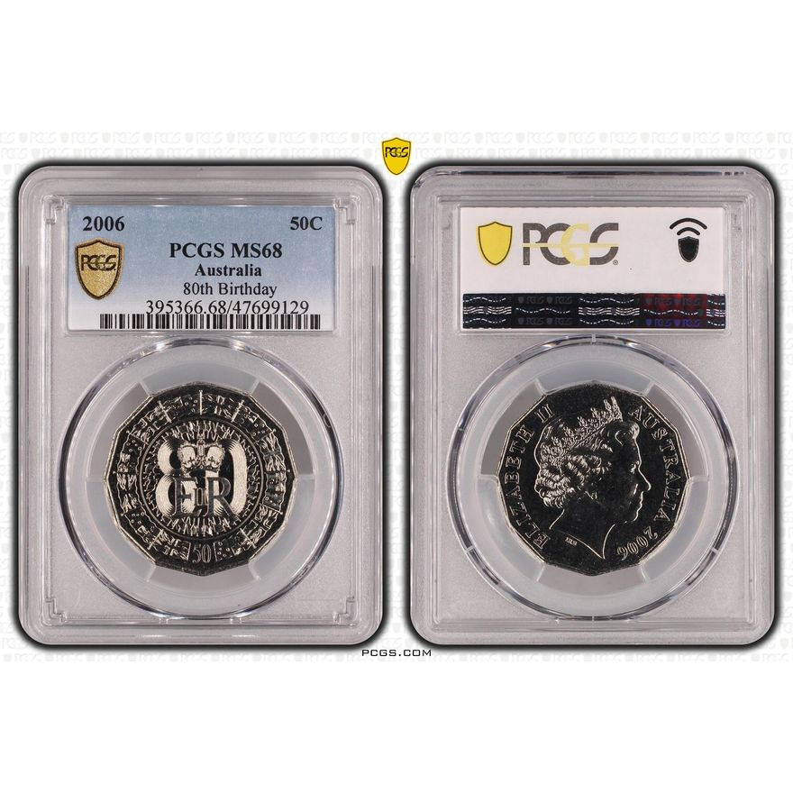 80th Birthday, Fifty Cent, 2006, PCGS MS 68