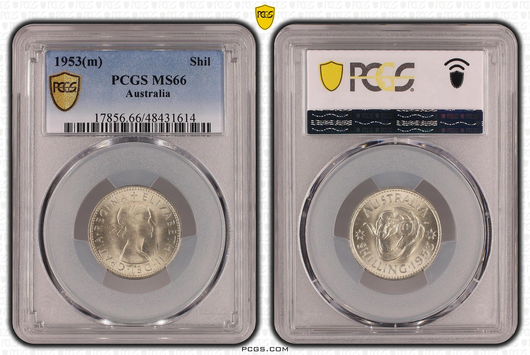 Shilling, 1953(m), PCGS MS 66