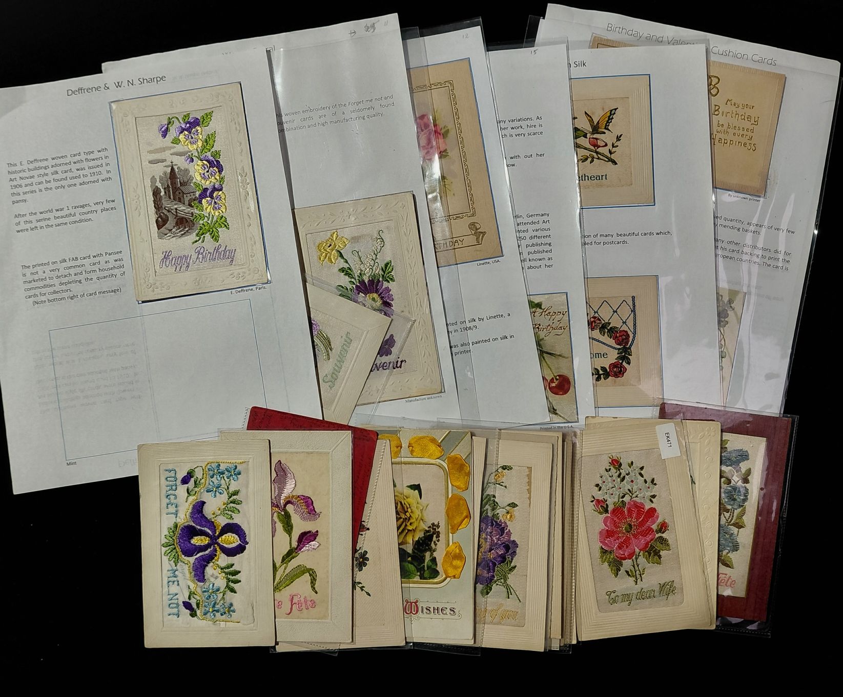 284 · SILK POSTCARDS - FLOWERS