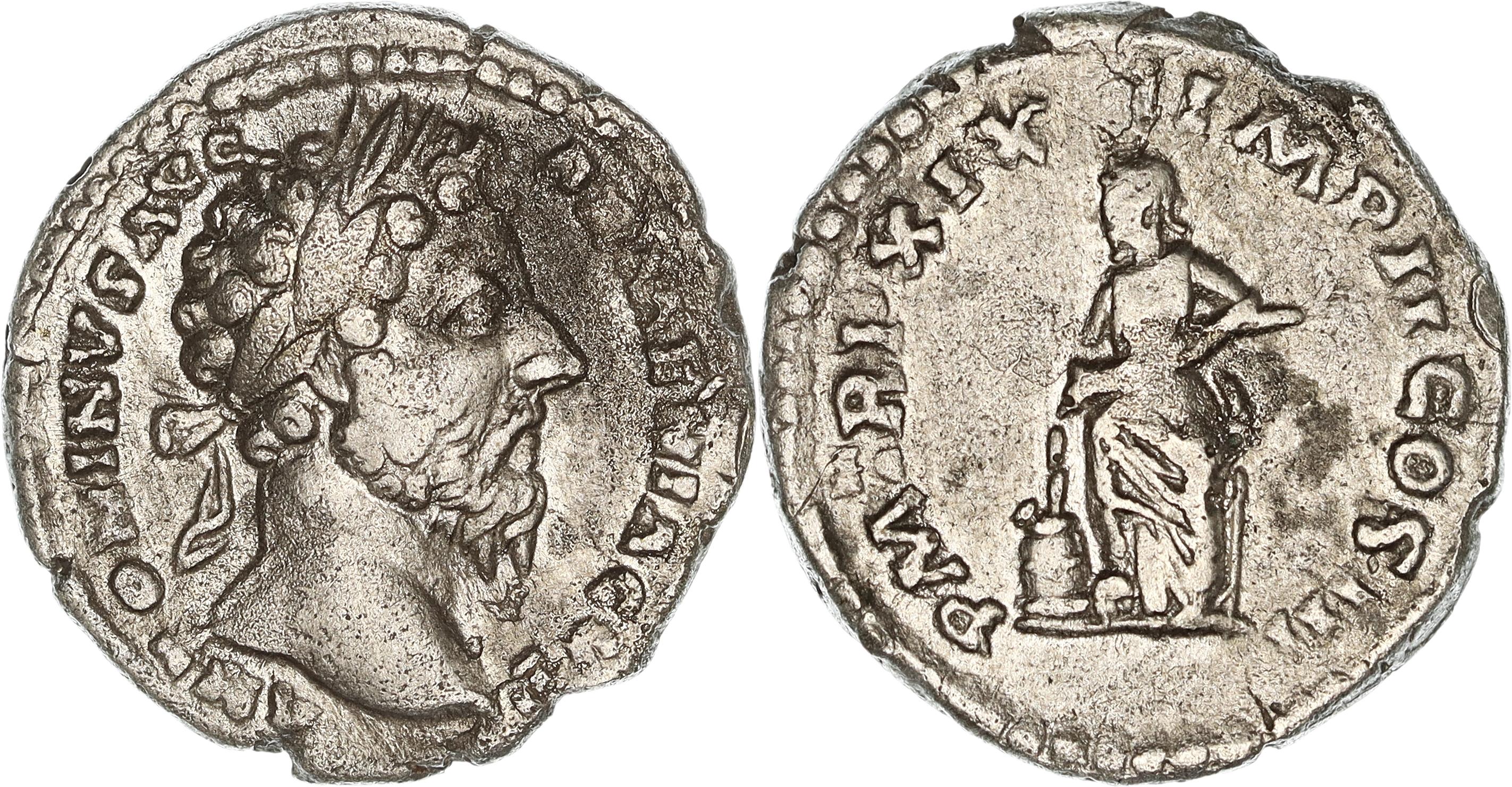 Roman Empire, Marcus Aurelius, Silver Denarius, 164-165 AD, nVF