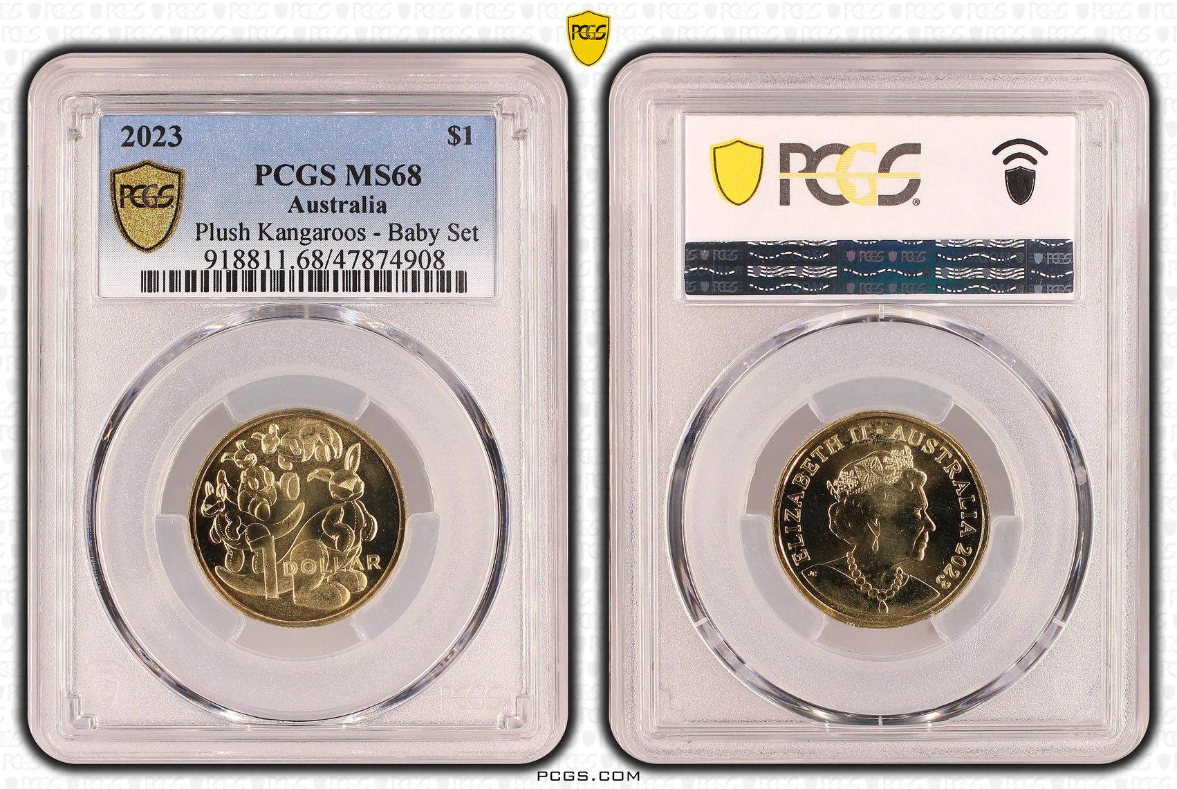 Plush Kangaroos - Baby Set, One Dollar, 2023, PCGS MS 68