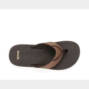 SANUK MEN'S BROWN PRIMO COZY THONG FLIP FLOPS SANDALS LEATHER SZ 10