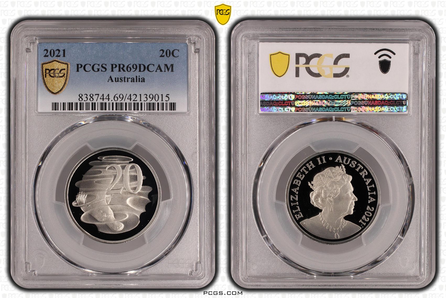 Elizabeth II, Twenty Cent, 2021, PCGS PR69DCAM