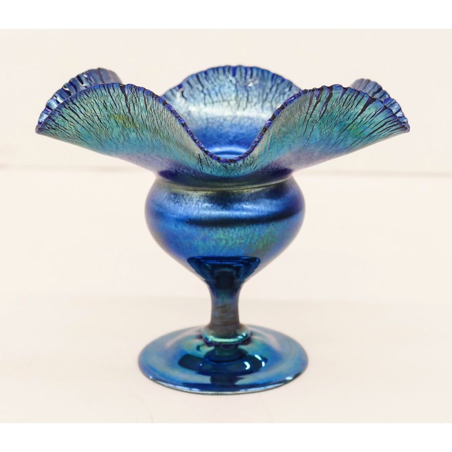 L.C. Tiffany Favrile Blue Iridescent Compote