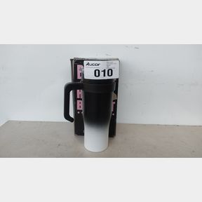 LEAK PROOF TUMBLER VACUUM MUG CUP WITH HANDLE AND STRAW - 1.2L - BLACK GRADIENT - SMALL CRACK ON LID