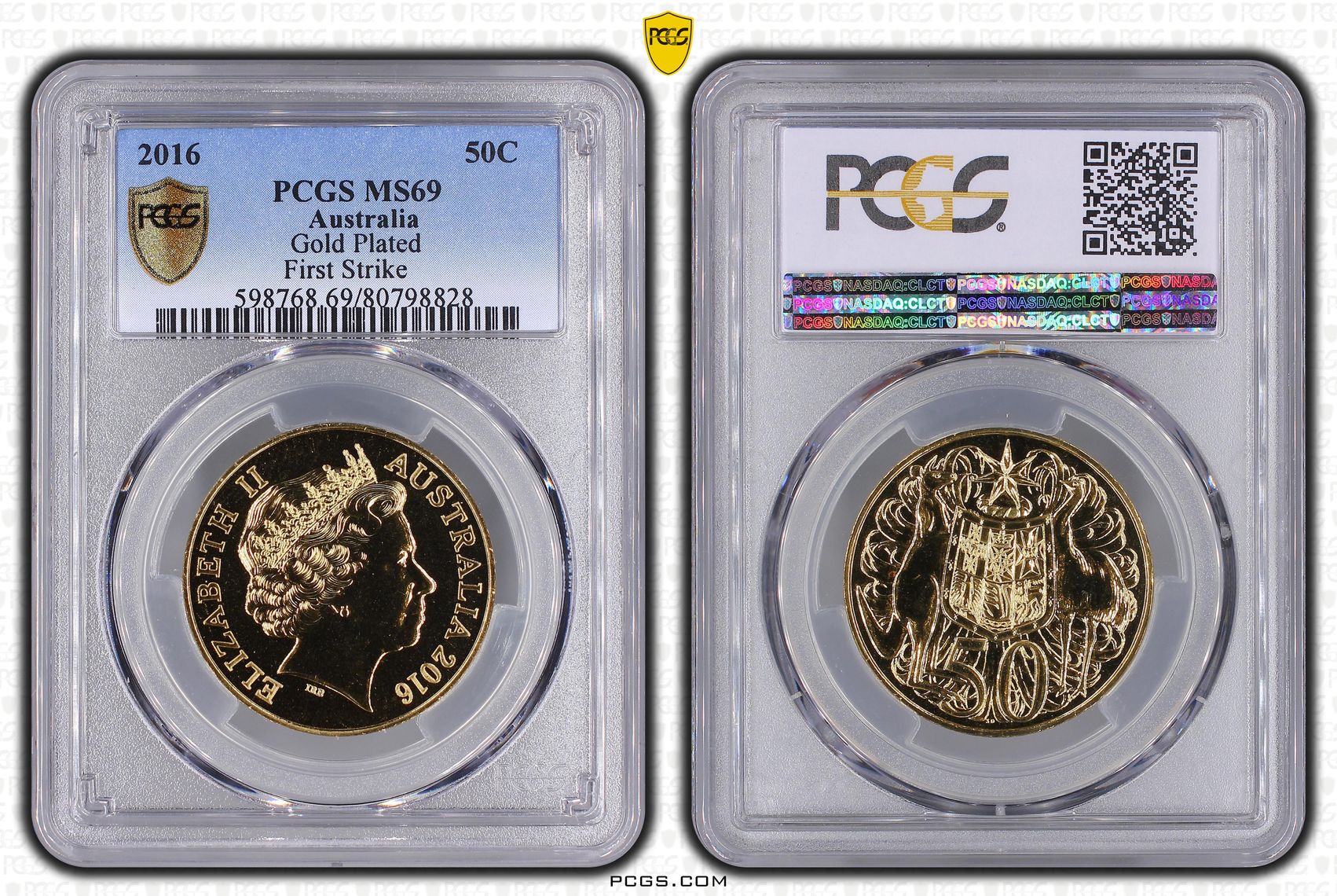 Gold Plated, Fifty Cent, 2016, PCGS MS69