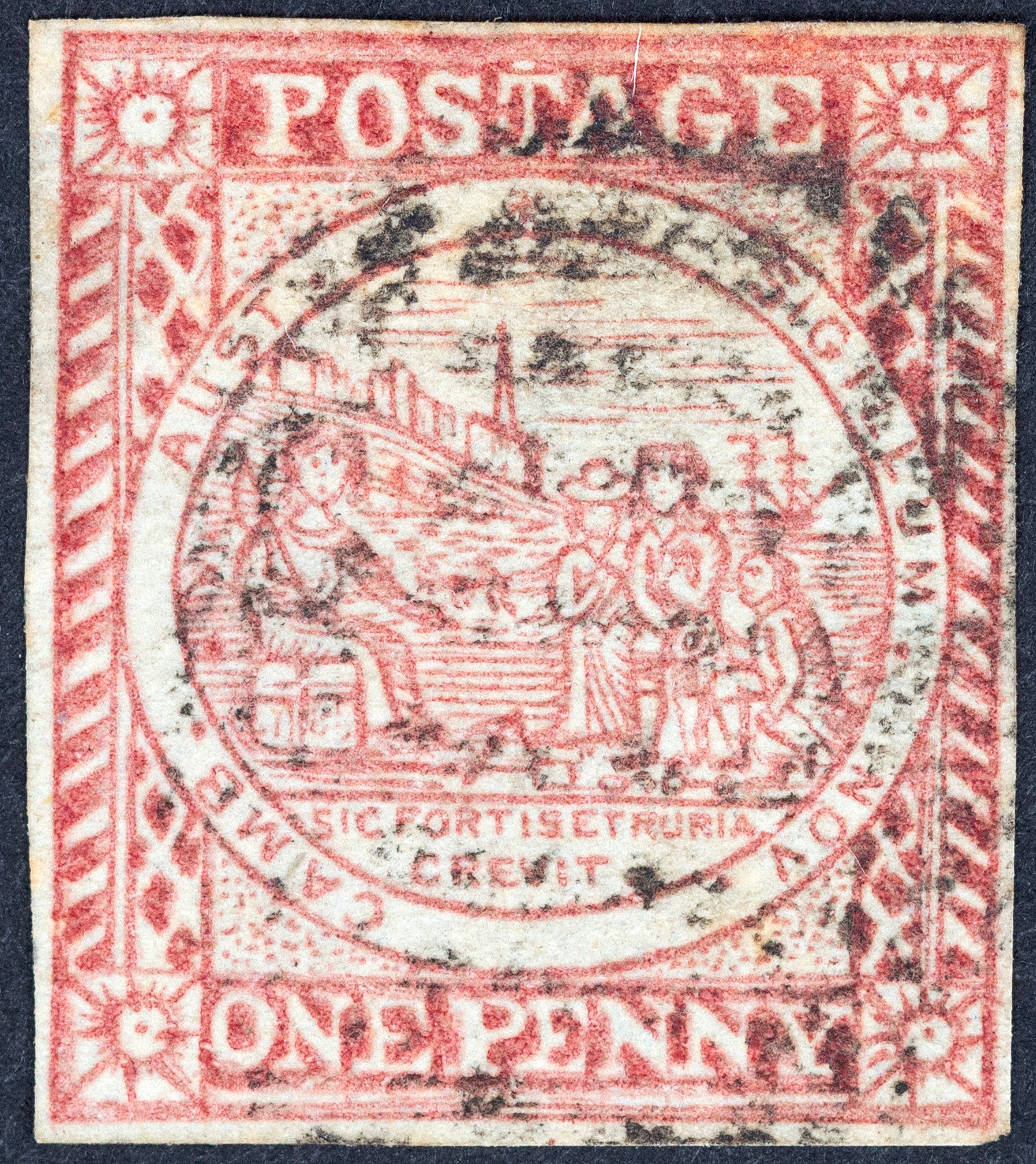6 · Penny, Dull Carmine, 1850, VFU