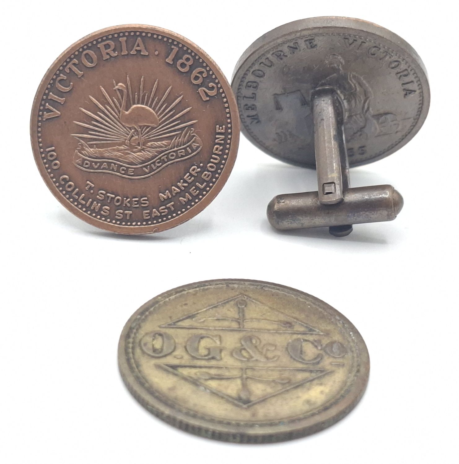 1862 ONE PENNY TOKEN CUFFLINKS
