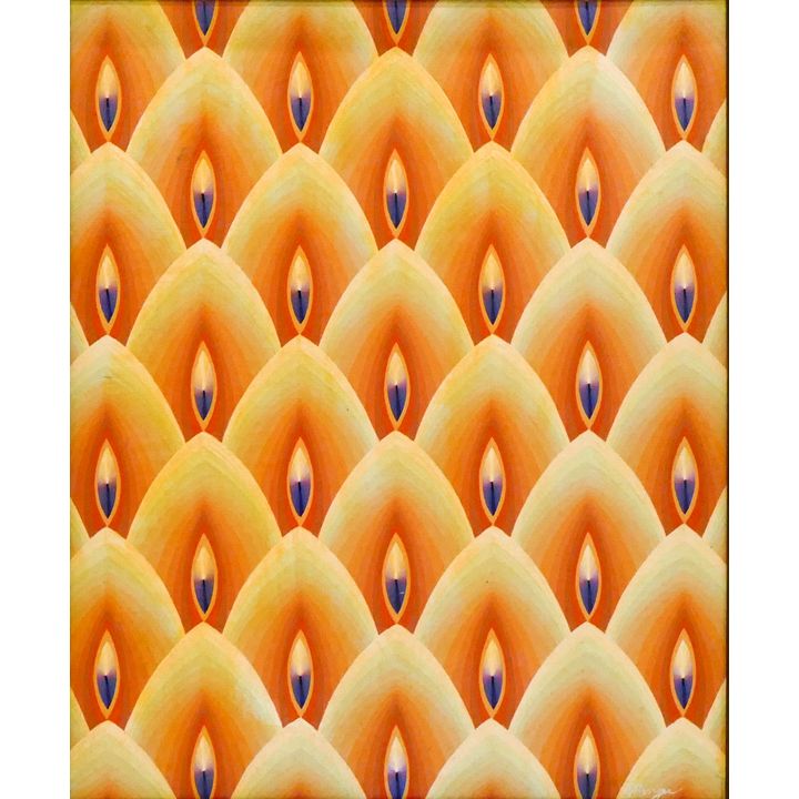 Herman Renger ''Candles'' 1960 Oil on Board 17''x14''