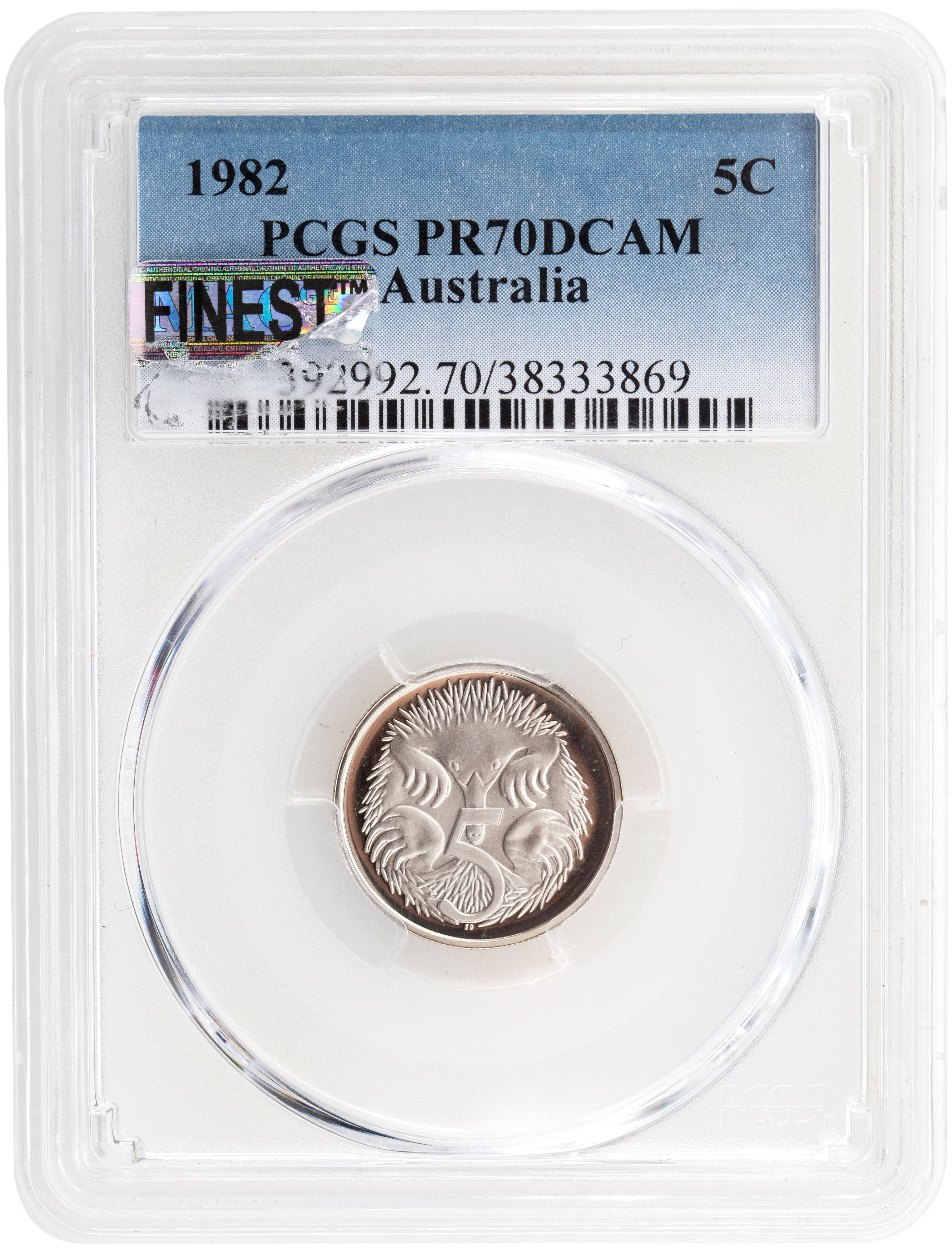 58 · 1982 Australia Five Cent, 5c PCGS - PR70DCAM POP 7/0 -869