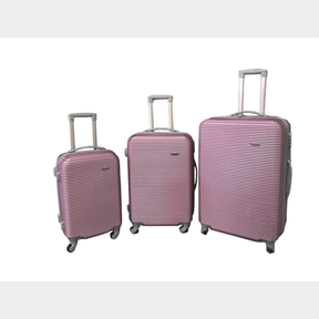 3 PIECE HARD OUTER SHELL LUGGAGE SET - PINK - BIG SUITCASE BROKEN AT THE BOTTOM