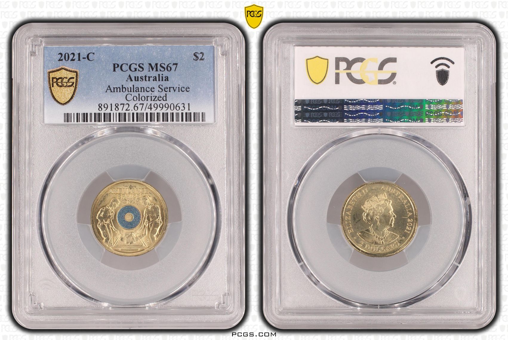 Ambulance Service - Colorized, Two Dollar, 2021-C, PCGS MS67