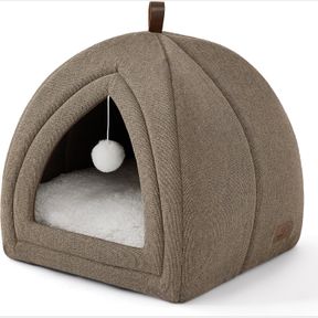 M(16X16X16) BEDSURE CAT BEDS FOR INDOOR - 2 IN 1 CAT CAVE HOUSE TENT FOR KITTENS AND SMALL PETS WITH REMOVABLE WASHABLE CUSHIONED