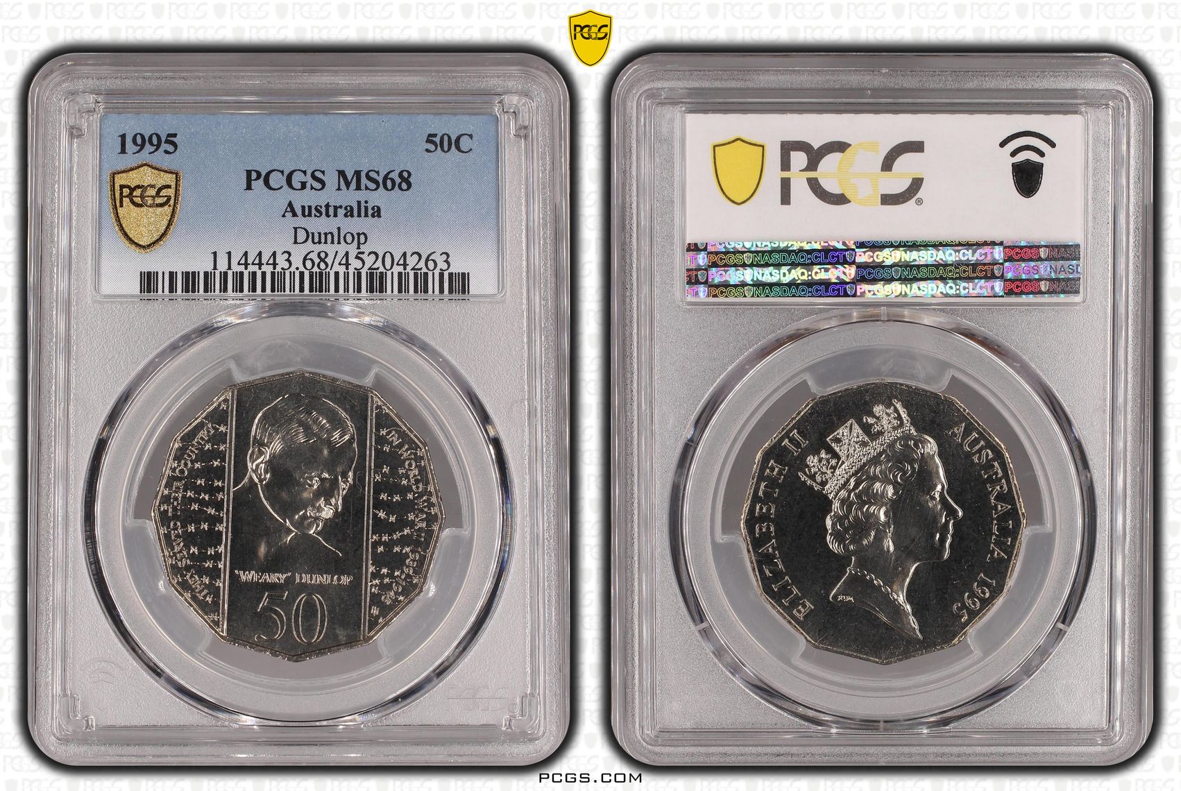1995 Australia Fifty Cent, 50c Dunlop PCGS - MS68 -263