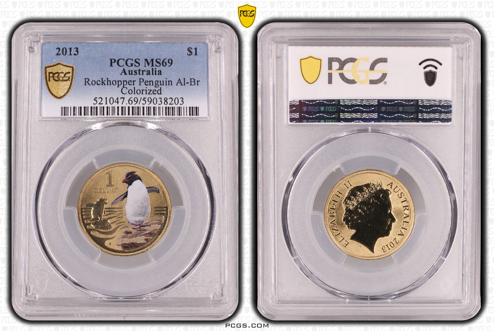 Rockhopper Penguin Al-Bronze, POP 8/0, One Dollar, 2013, PCGS MS69