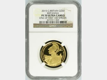 2015 ELIZABETH II BRITANNIA GOLD 1/2oz PROOF 50 POUND COIN (ONE OF FIRST 100 STRUCK) PF70 UCAM