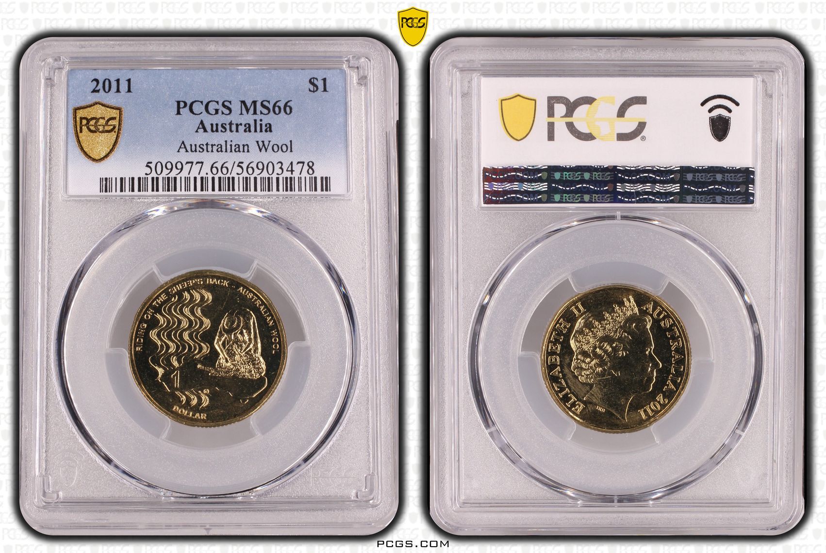 Australian Wool, One Dollar, 2011, PCGS MS66