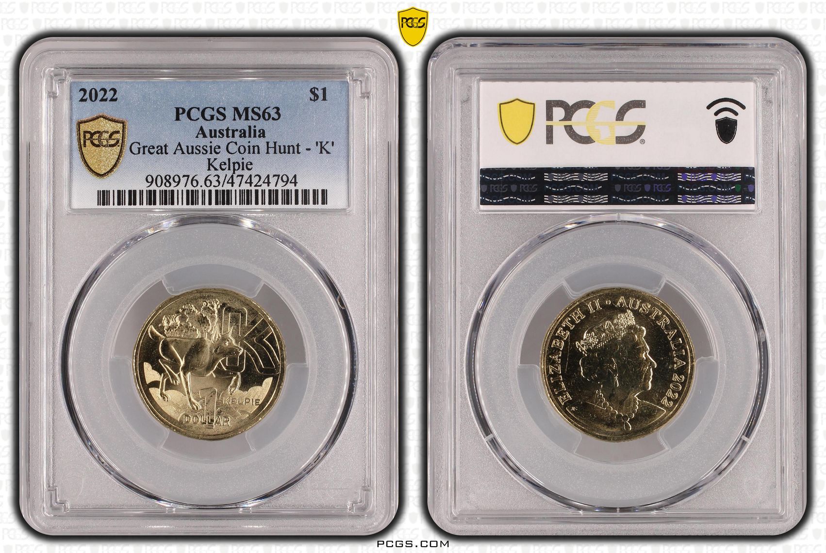 Great Aussie Coin Hunt - 'K', One Dollar, 2022, PCGS MS 63